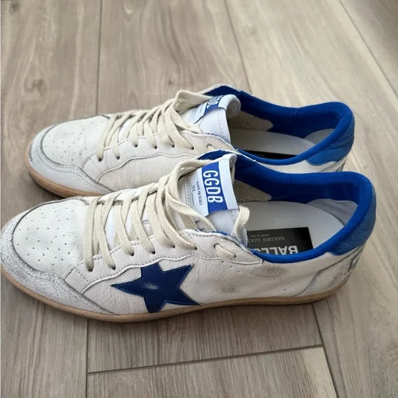 Golden Goose Ball Star Sneakers in White and Blue - Picture 4 of 6